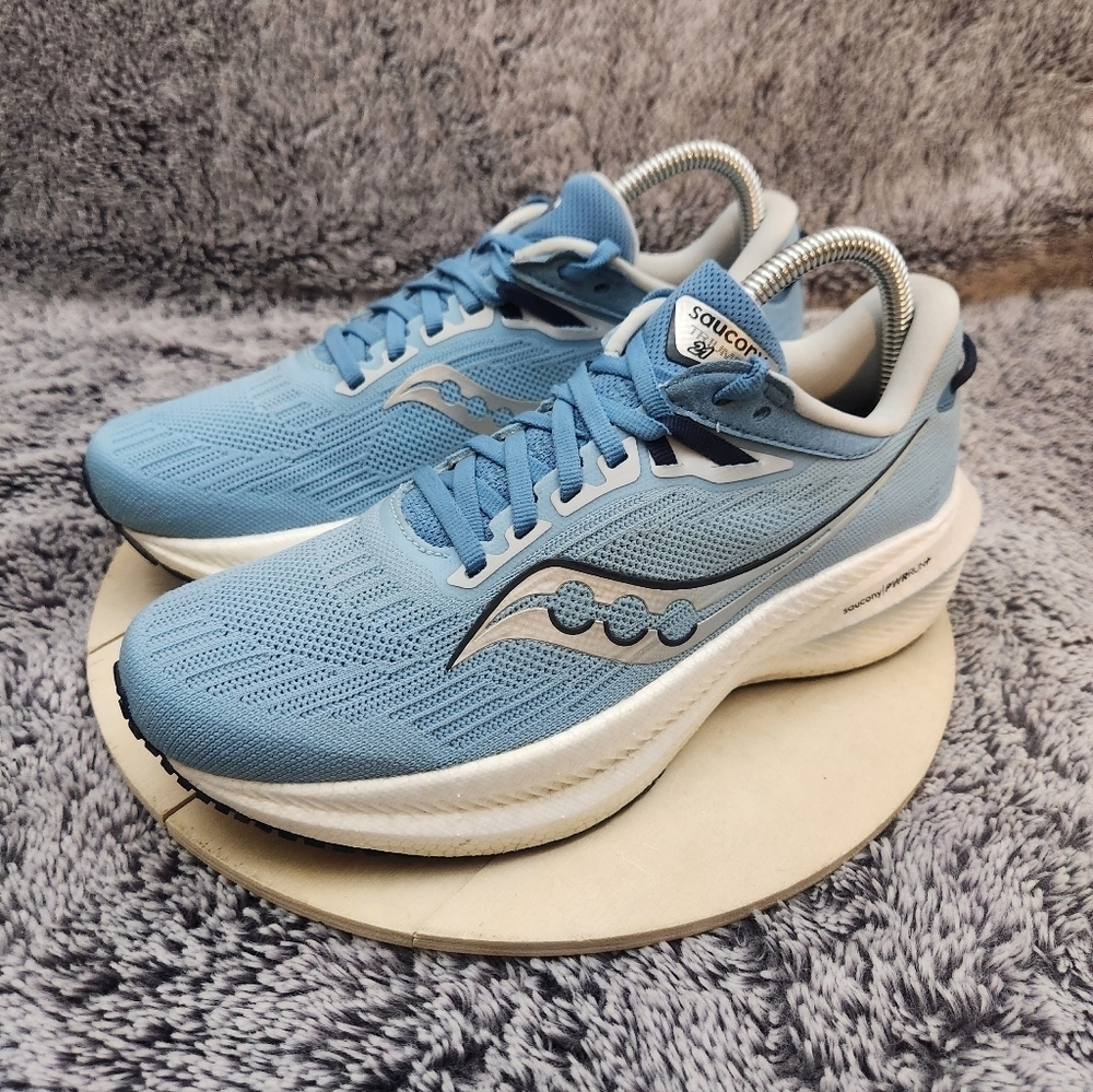 Saucony Triumph 21 Bluelight Mauve Running Shoes Women's Size 7.5 - Picture 4 of 9